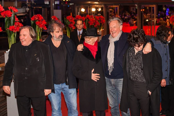 Gerard Depardieu, Gustave Kervern,Dieter Kosslick, Benoit Delepine and Vincent Lacoste — Stock Photo, Image