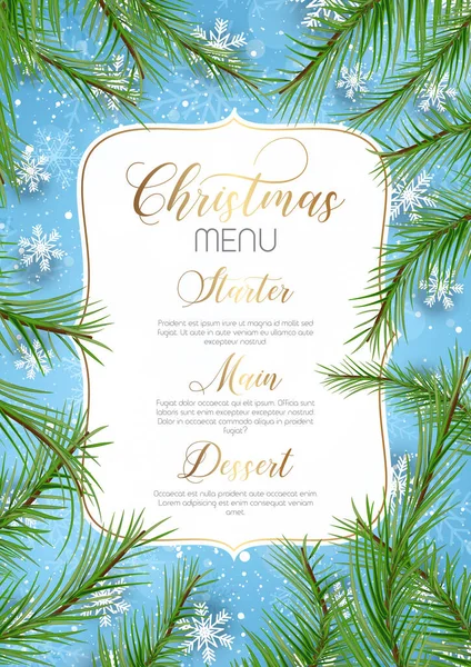 Christmas Menu Background Xmas Tree Branches — Stock Vector