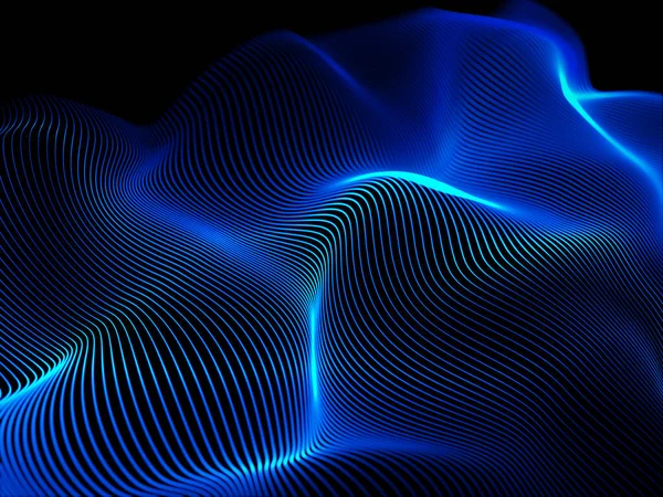 波が流れる抽象的な背景の3Dレンダリング — ストック写真