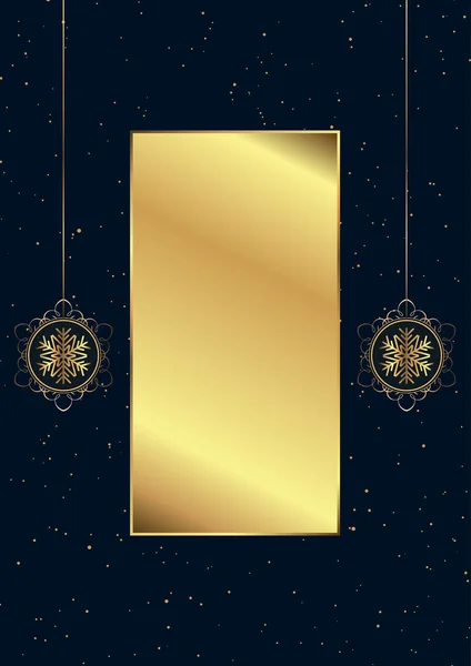 Fondo Navidad Elegante Con Adornos Colgantes Oro Decorativos — Vector de stock