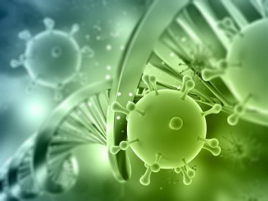DNA ipliği ve virüs hücreleri içeren 3 boyutlu bir tıbbi geçmiş hazırlama - Covid 19 salgını