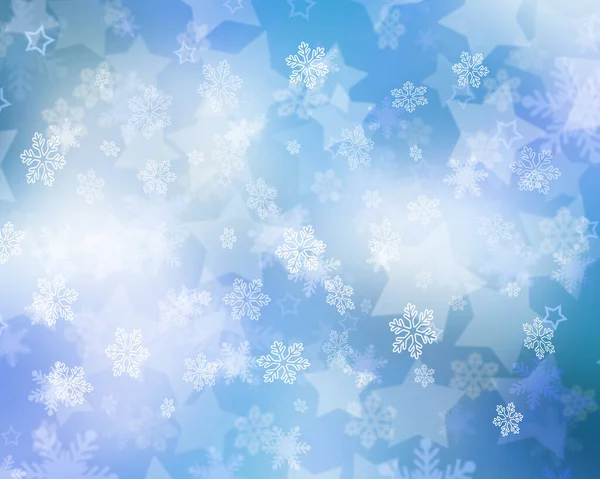 Weihnachten Hintergrund Fallender Schneeflocken Und Sterne — Stockfoto