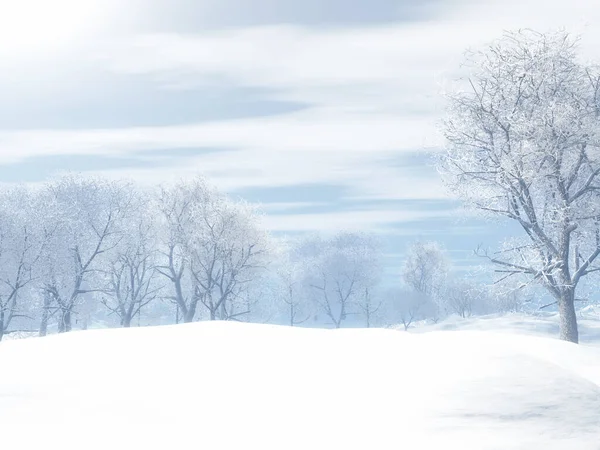 Rendu Paysage Enneigé Hivernal — Photo