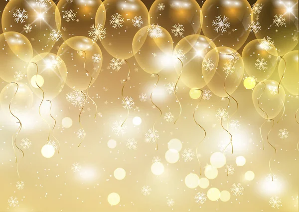 Christmas Background Balloons Bokeh Lights Snowflakes — Stock Vector
