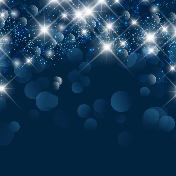 Fondo Decorativo Navidad Con Luces Estrellas Bokeh — Vector de stock