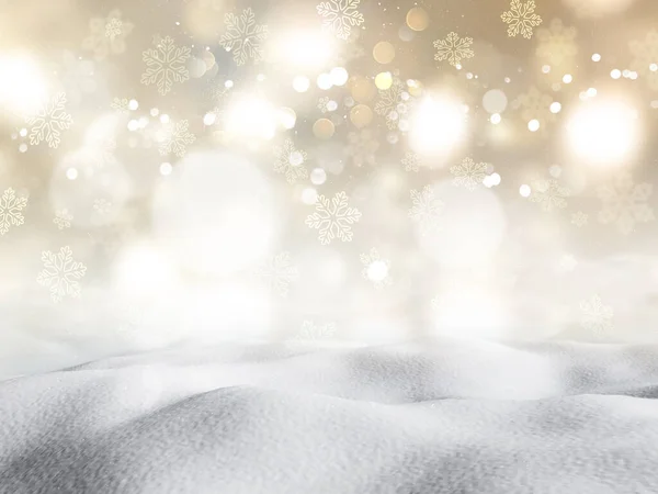 Render Snow Bokeh Lights Background — Stock Photo, Image