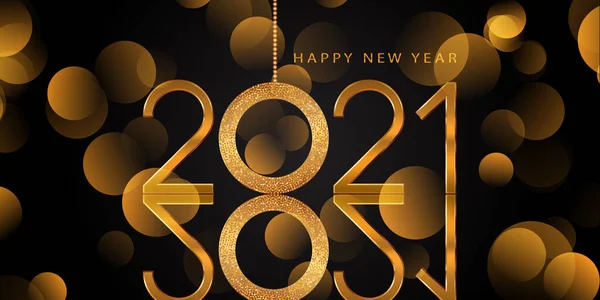 Elegantes Banner Mit Glitter Gold Happy New Year Design — Stockvektor