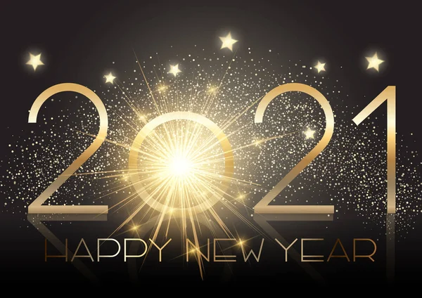 Gold Happy New Year Background Efect Strălucitor — Vector de stoc