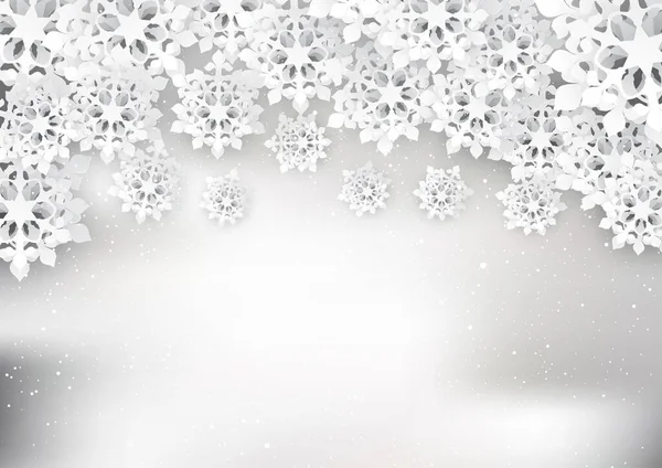 Vánoční Sněhové Vločky Pozadí Papírovém Stylu — Stockový vektor