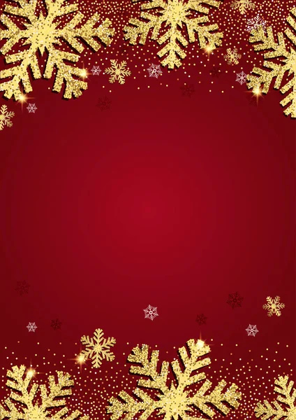 Christmas Background Glittery Gold Snowflake Design — Stock Vector