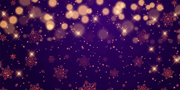 Banner Navidad Con Estrellas Diseño Luces Bokeh — Vector de stock