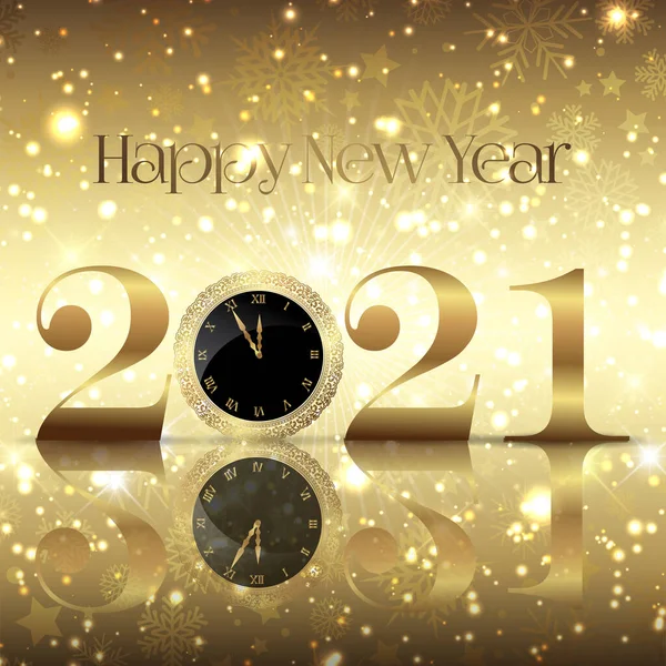 Decorative Happy New Year Background Clock Face — Stock Vector