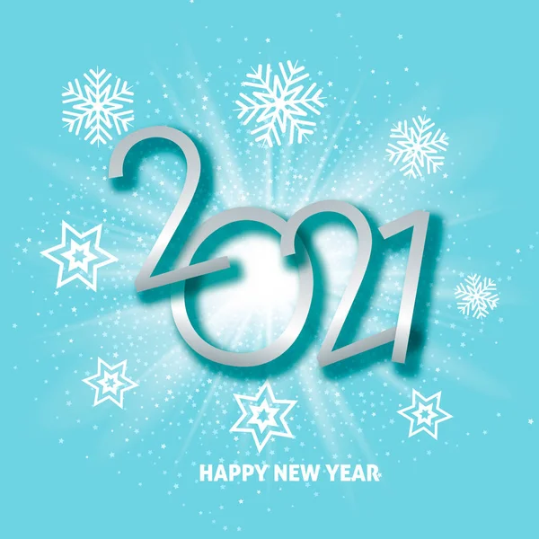 Happy New Year Background Starburst Snowflake Design — Stock Vector