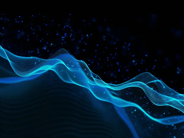 Akan Çizgiler Yüzen Parçacıklar Tasarımı Ile Modern Teknoloji Arkaplanının Boyutlu — Stok fotoğraf