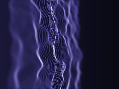 Modern parçacık akış arkaplanının sığ alan derinliğine sahip 3B canlandırmasıName