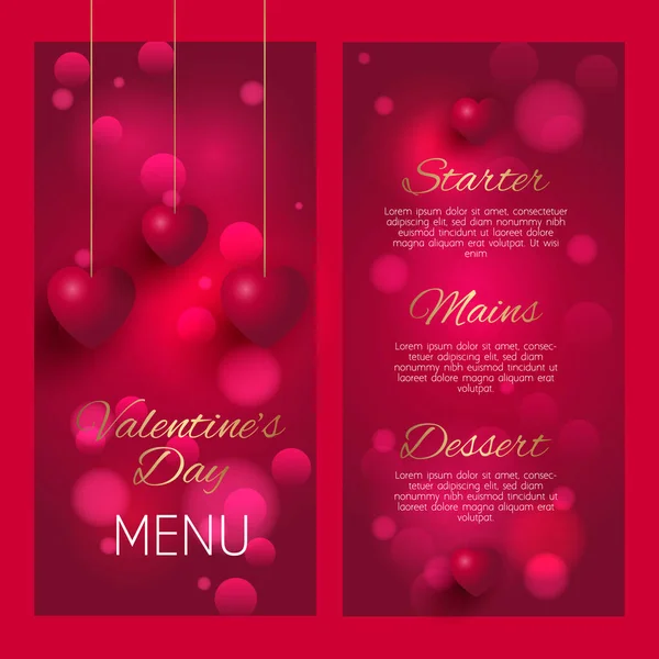 Diseño Menú Elegante Para Día San Valentín — Vector de stock