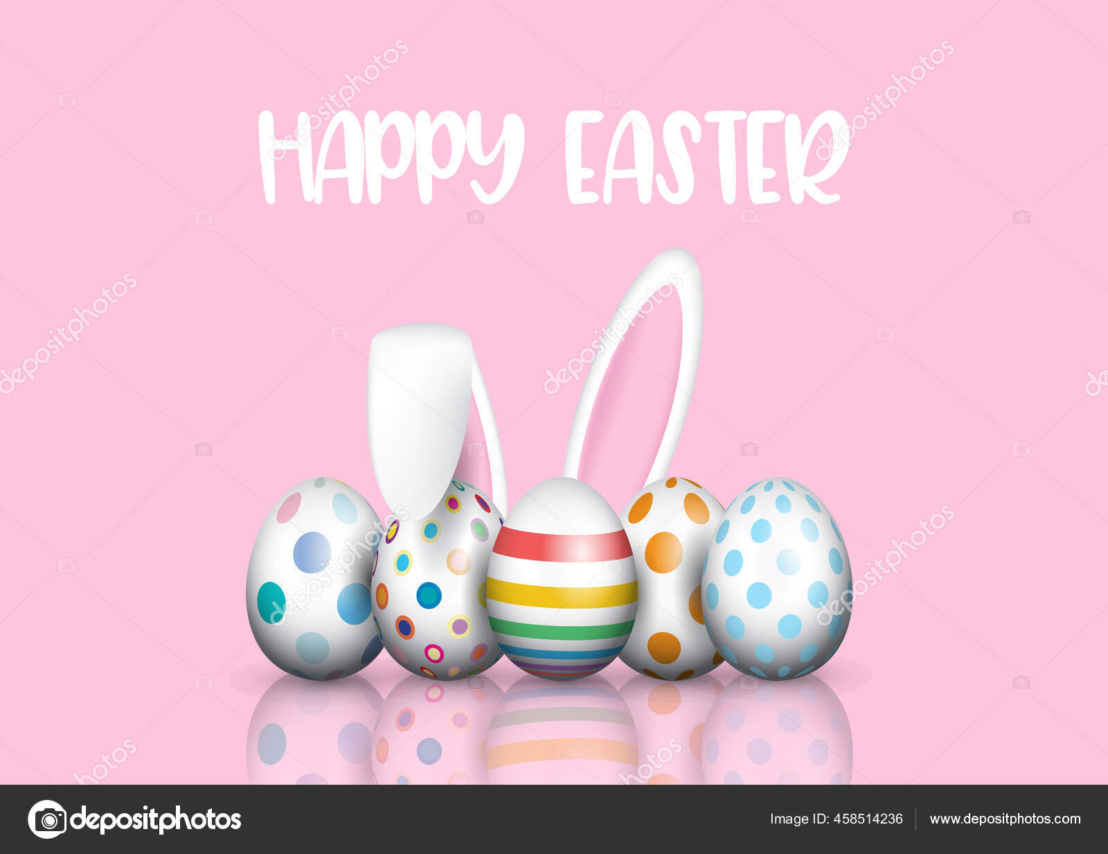 Cute Easter Egg Background Bunny Ears Stock Vector Image by ©kjpargeter