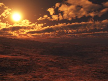 Mars tarzı gerçeküstü bir manzaranın 3 boyutlu görüntüsü