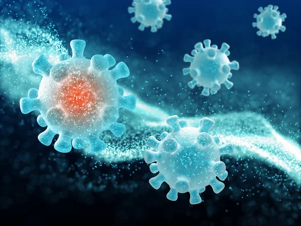 Soyut Virüs Hücreleri Ile Tıbbi Bir Arkaplanın Boyutlu Canlandırması — Stok fotoğraf