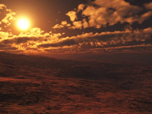 Vykreslení Surrealistického Pozadí Krajiny Stylu Marsu — Stock fotografie