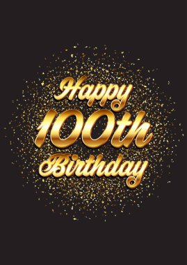Altın parıltısı tasarımlı 100. yaş günün kutlu olsun.