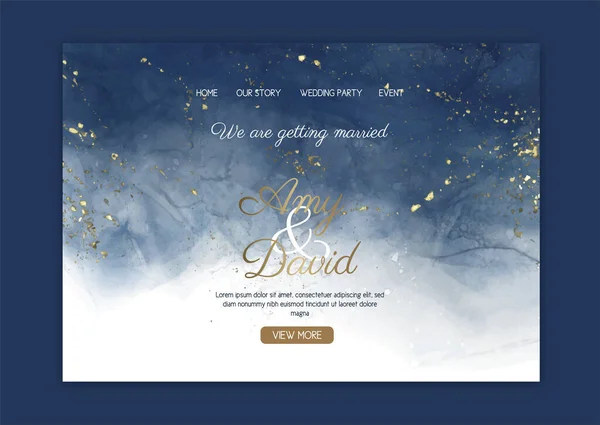 Elegante Landing Page Casamento Com Design Aquarela Pintado Mão —  Vetores de Stock