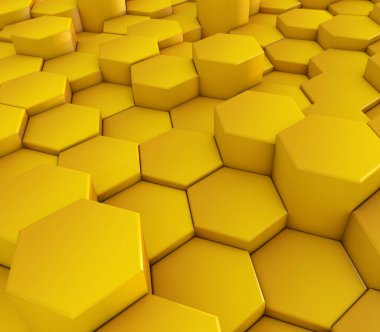 Altıgen şekilli soyut bir arkaplanın 3B canlandırması