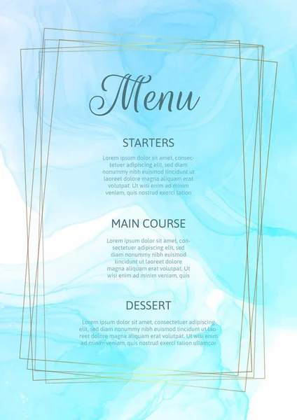 Design Menu Elegante Com Design Aquarela — Vetor de Stock