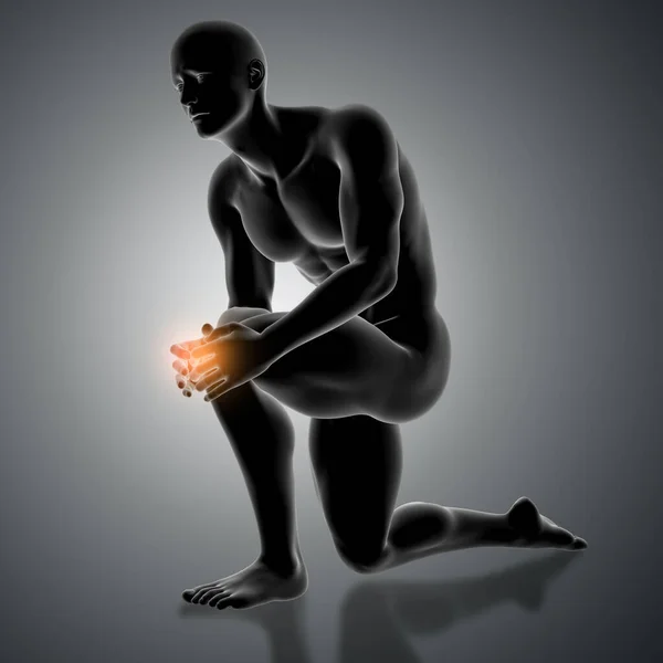 Render Male Figure Holding Knee Pain — Stock Photo, Image