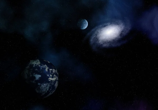 Απόδοση Ενός Διαστημικού Ουρανού Φανταστικούς Πλανήτες Και Νεφέλωμα — Φωτογραφία Αρχείου