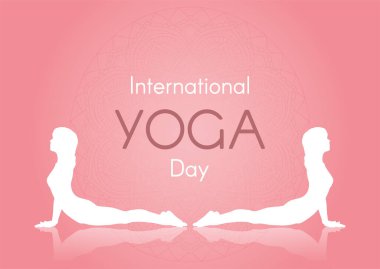 Yoga pozisyonunda kadın siluetleri olan uluslararası yoga günü geçmişi