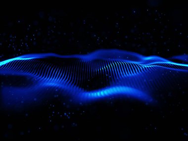 Yüzen siber parçacıklar ile modern bir siber arkaplanın 3 boyutlu canlandırması