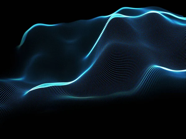 輝く粒子を持つ抽象的な背景の3Dレンダリング — ストック写真