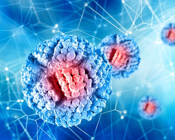 Virüs Hücreleriyle Tıbbi Bir Arkaplanın Boyutlu Canlandırması — Stok fotoğraf
