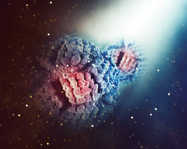 带有抽象病毒细胞的医学背景3D渲染 — 图库照片