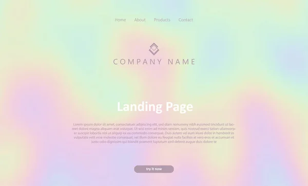 Landing Page Template Hologram Style Design — Stock Vector