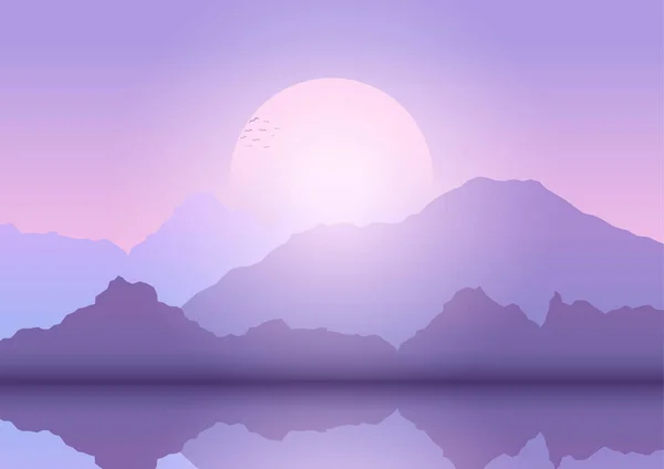 Fondo Paisaje Abstracto Con Montañas Atardecer — Vector de stock