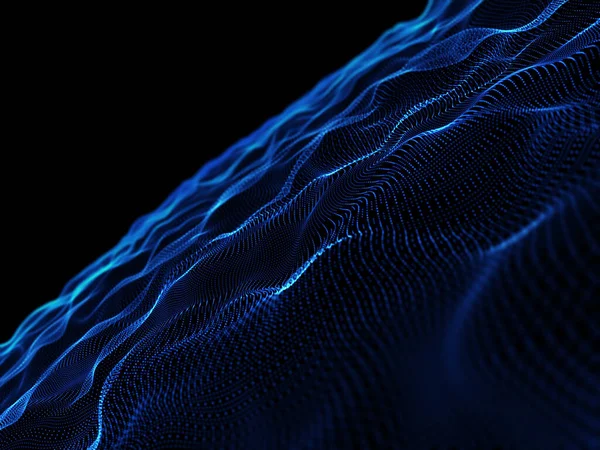 3D渲染的抽象背景与流动的网络粒子 — 图库照片