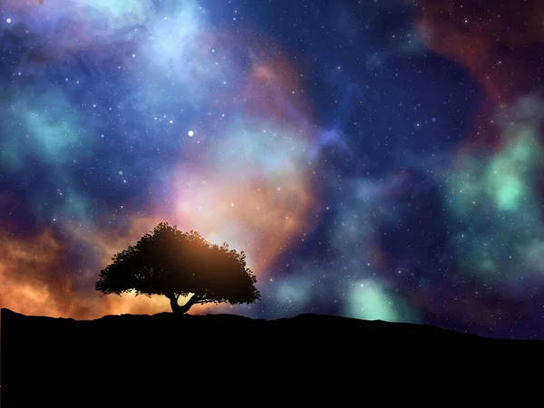 Render Abstract Space Scene Tree Landscape — Stock Photo, Image