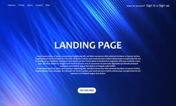 Website Landing Page Vorlage Mit Abstraktem Unschärfe Design — Stockvektor