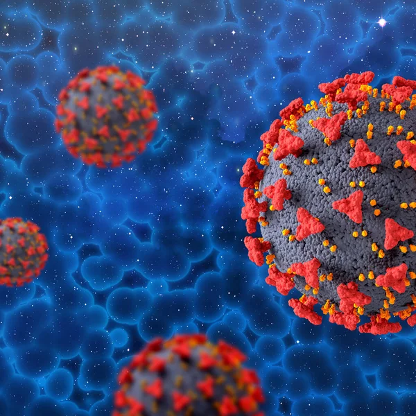 Darstellung Eines Medizinischen Hintergrunds Mit Covid Viruszellen — Stockfoto