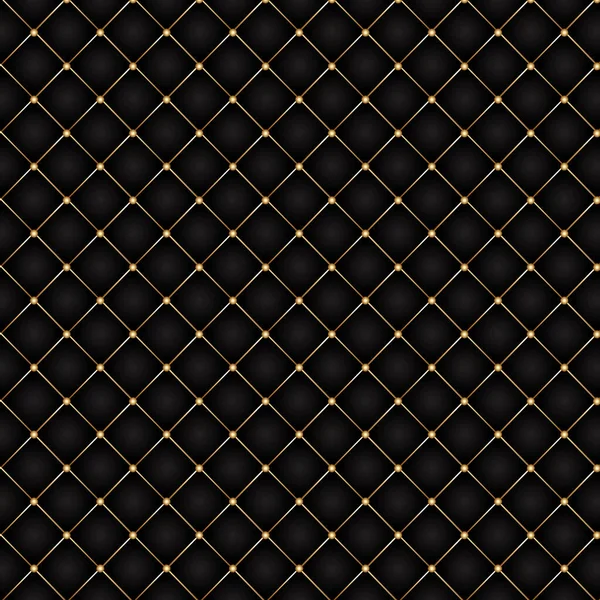 Fundo Luxo Com Design Acolchoado Preto Dourado — Vetor de Stock