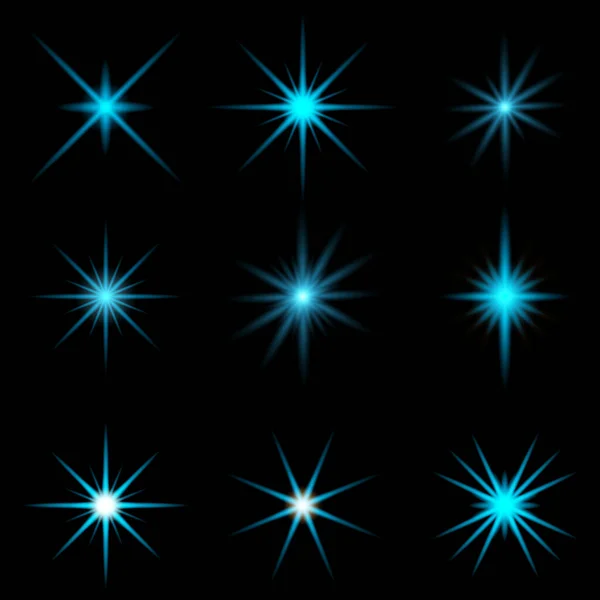 Colección Diseños Starburst Azules — Vector de stock