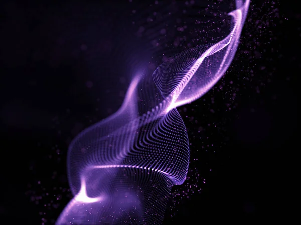 Render Abstract Background Floating Cyber Particles — 图库照片