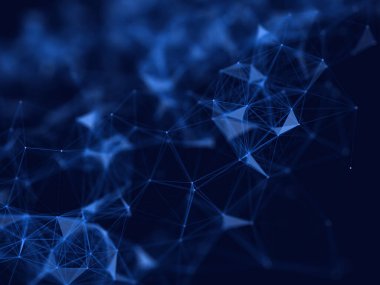 Sığ alan derinliğine sahip bir ağ iletişim arkaplanının 3B görüntüleyicisi