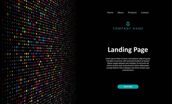 Abstract Landing Page Colourful Cyber Particles Design — Stock Vector