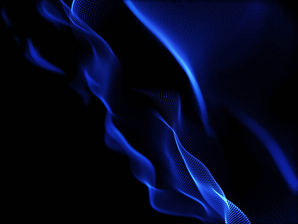 3D render of an abstract background with cyber flowing particles