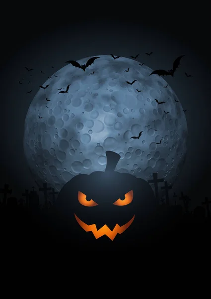 Gruseliger Halloween Hintergrund Mit Mond Und Fledermäusen — Stockvektor