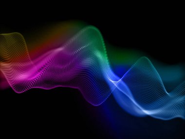 Akan siber parçacıklar ile renkli bir arkaplanın 3B canlandırmasıName