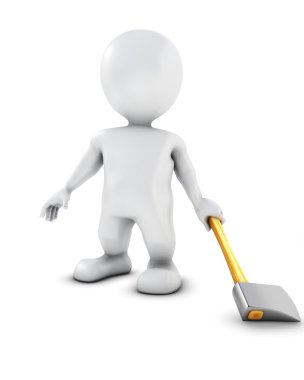 3D morph bir balta sallanan adam